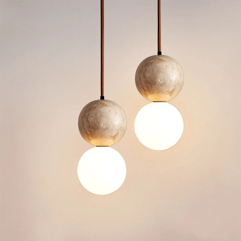 Pendellampe med stenfinish