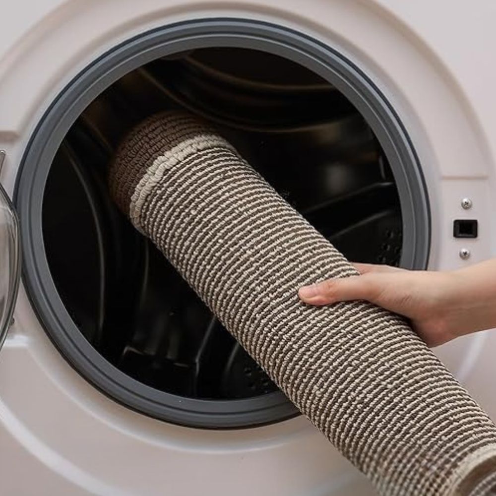 حصيرة مطبخ أنيقة ذات نسيج مع خلفية غير قابلة للانزلاق من البولي بروبيلين باللون البيج والرمادي والبني
