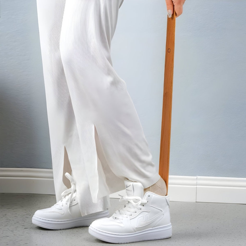 StrideAid Extra Long Magnetic Wood Shoe Horn For Easy On