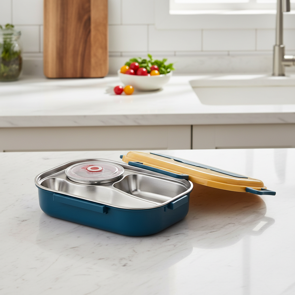 Lunchbox Aurora in Acciaio Inossidabile Con Scomparti Per Pasti Freschi e Gustosi