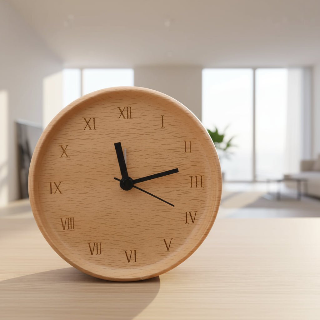 Nordwood Elegant Beech Wood Alarm Clock For A Stylish Home