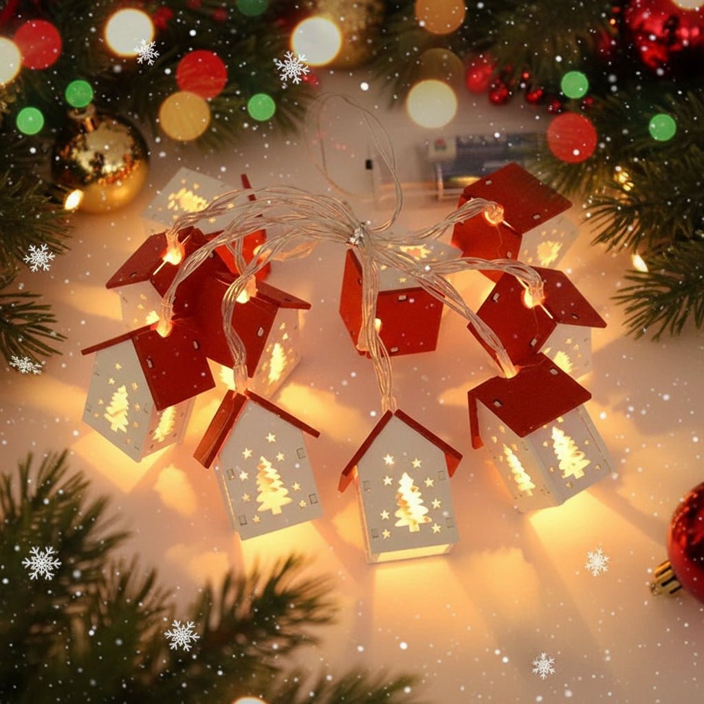 HolidayGlow Wooden LED House Light With Warm White Light For Festive Accents