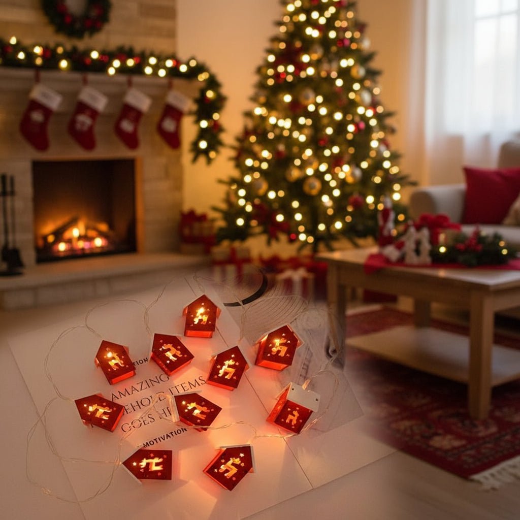 HolidayGlow Wooden LED House Light With Warm White Light For Festive Accents