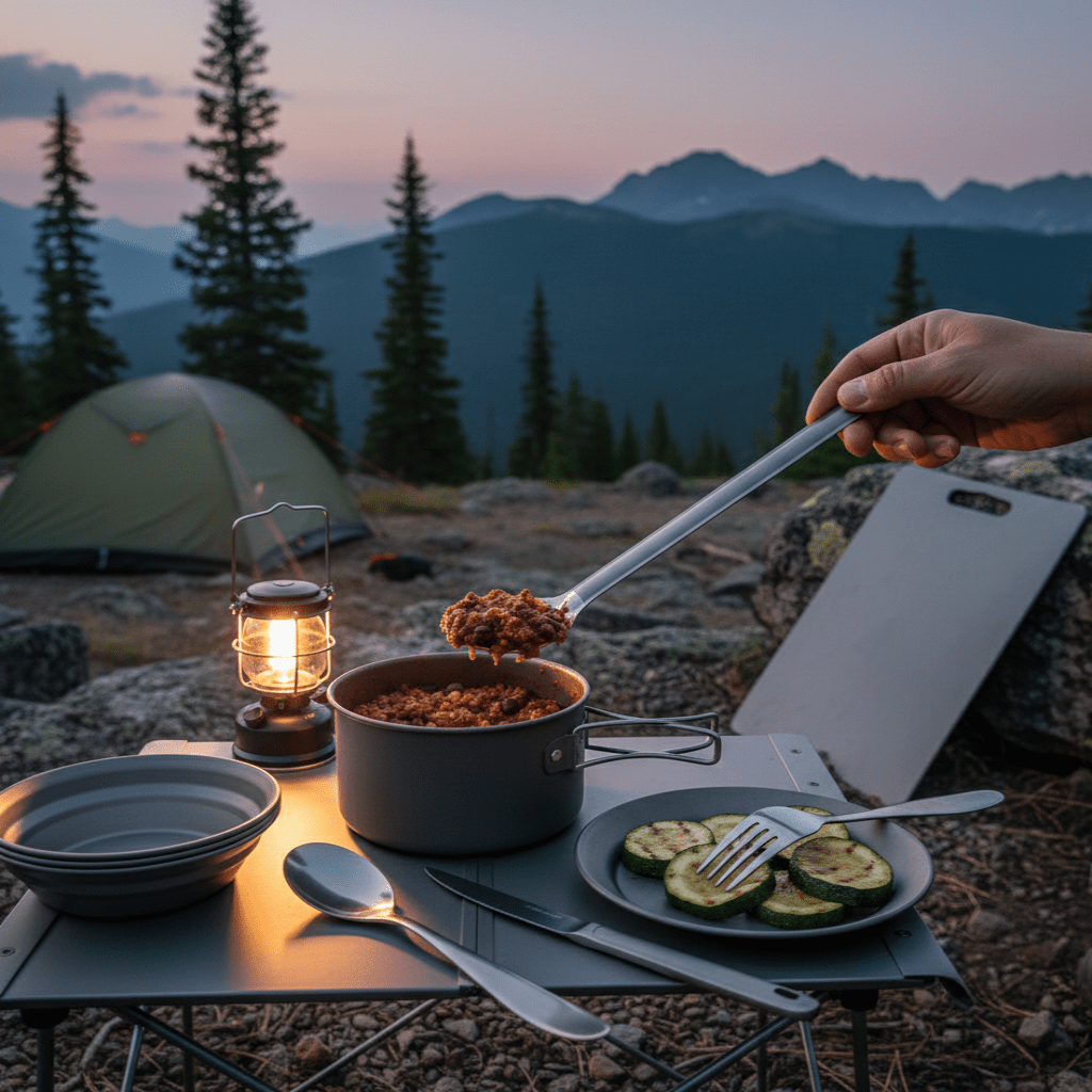 TrailNova Ultralight Titanium Cutlery Set for Camping and Trekking