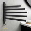 HaloHold Five-Arm Matte Black Towel Holder For Compact Bathrooms