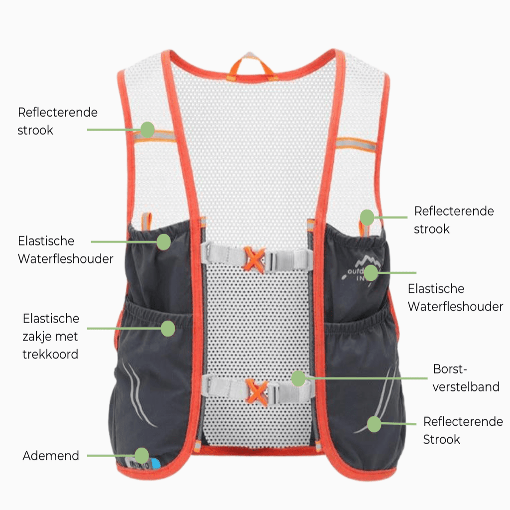 AeroStride Ultraleichte Trailrunning-Weste mit zwei weichen Trinkflaschen