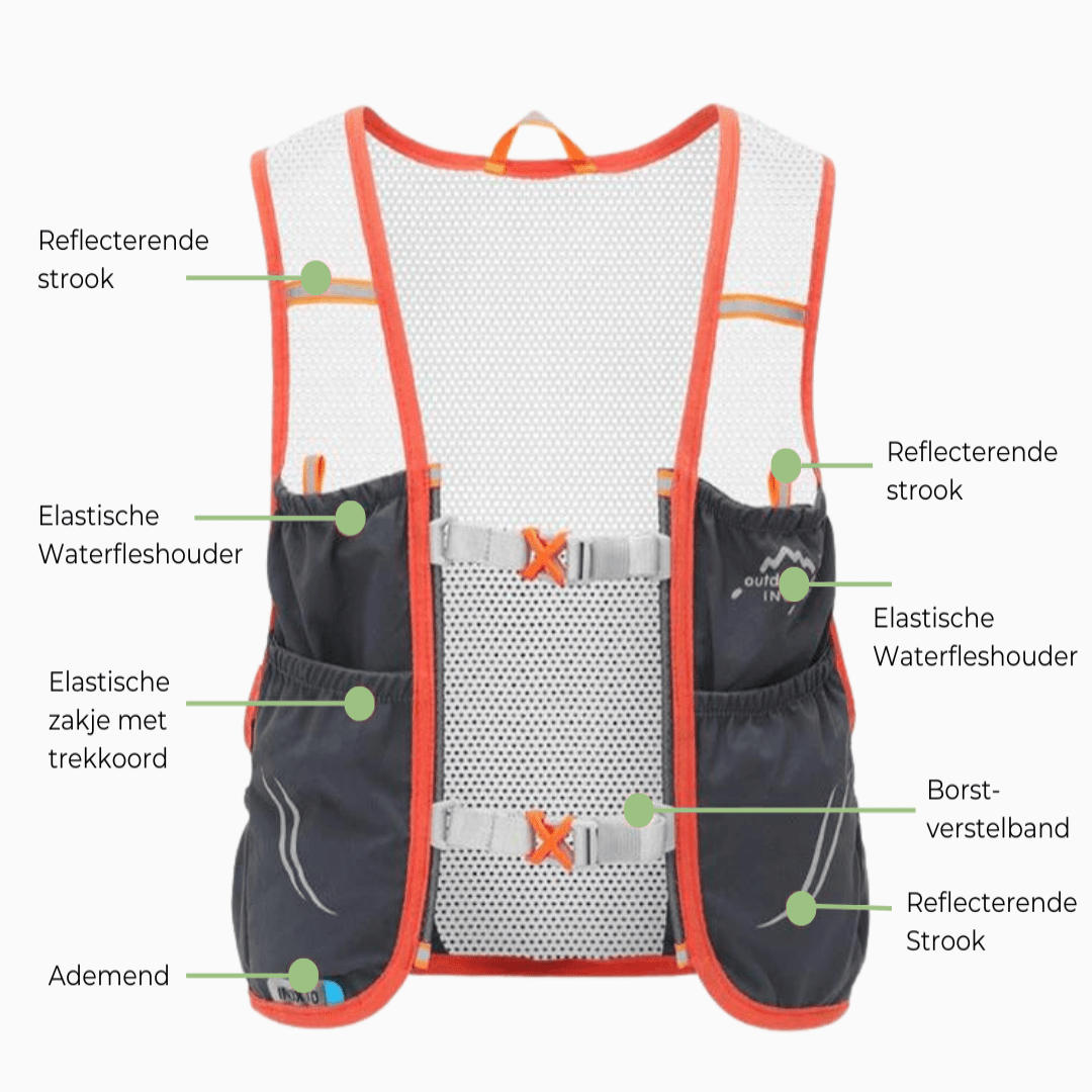 AeroStride Ultraleichte Trailrunning-Weste mit zwei weichen Trinkflaschen