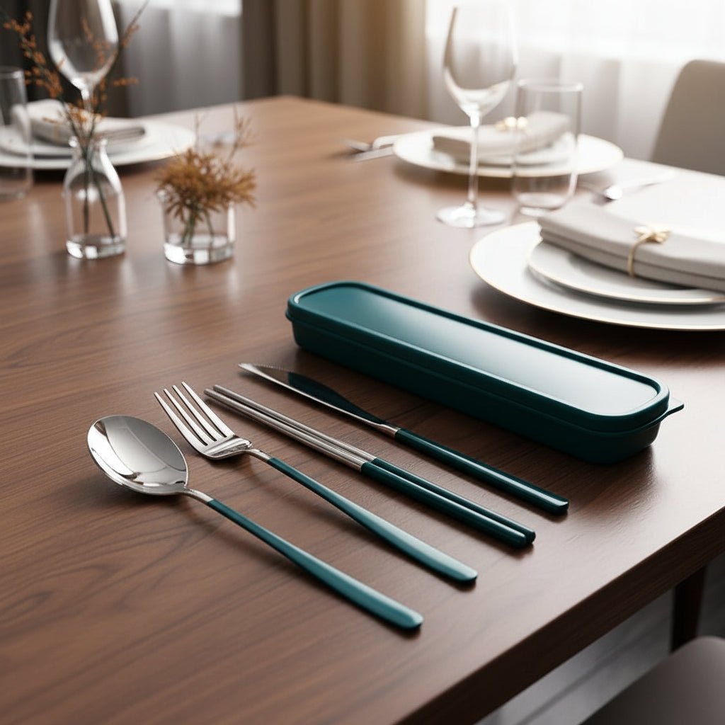 VoyageCutlery סט סכו"ם נסיעות פרימיום מפלדת אל-חלד לשימוש יומיומי