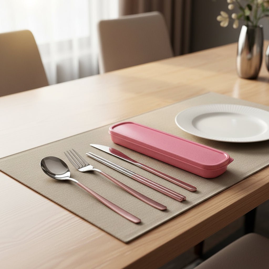 VoyageCutlery סט סכו"ם נסיעות פרימיום מפלדת אל-חלד לשימוש יומיומי
