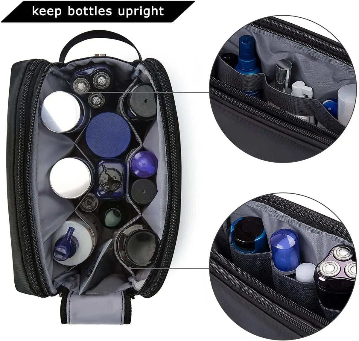 LumenTrail Large Men's Travel Toiletry Bag Water-Repellent Material and Double Zipper