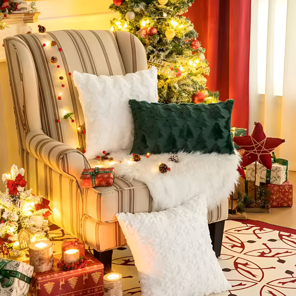 EverJoy Cozy Plush Christmas Tree Pillowcase Made of Ultra-Soft Fabric