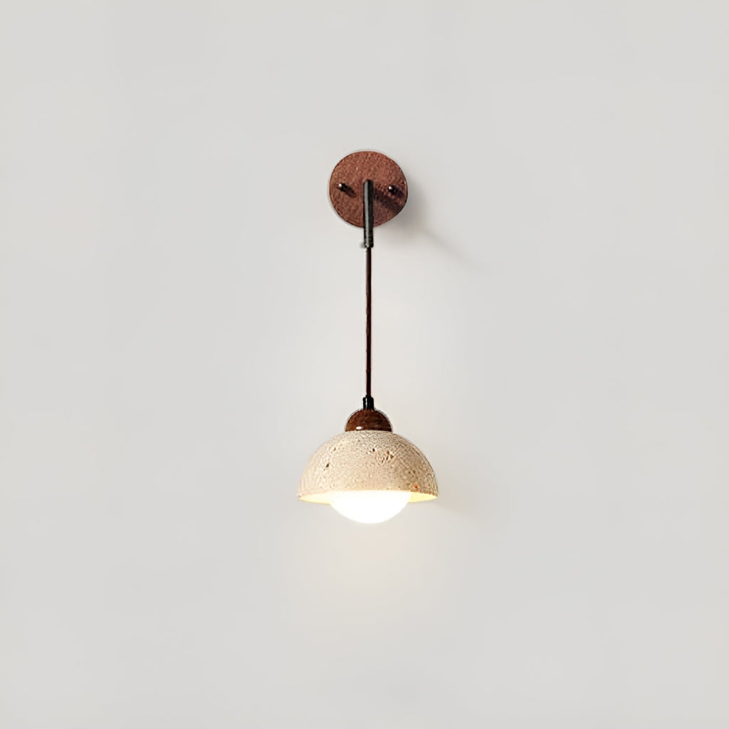 Aster Travertynowa Lampa Ścienna z Drewnianym Akcentem Kinkietowym