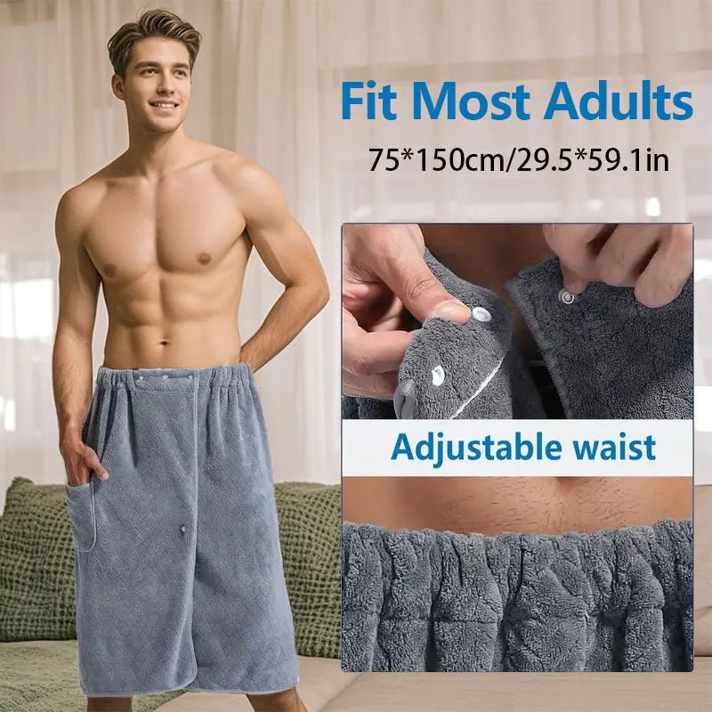 WrapMate Pro Men's Wrap Towel In Skirt Design, Plus Size, Comfortable And Absorbent