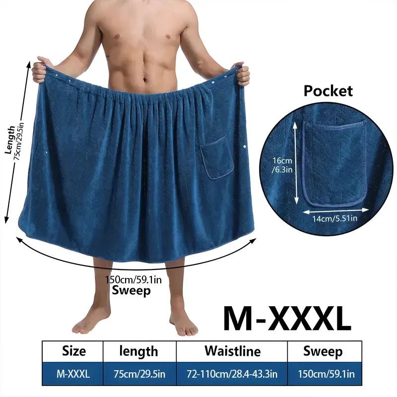 WrapMate Pro Men's Wrap Towel In Skirt Design, Plus Size, Comfortable And Absorbent