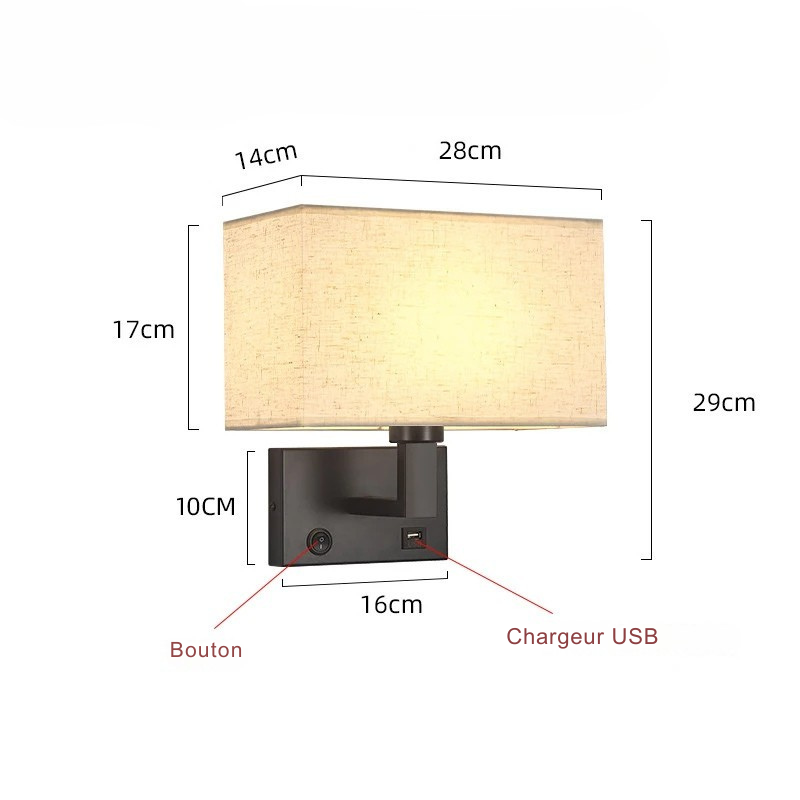 LumaNova Modern Wall Mount Bedside Lamp And Fabric Shade