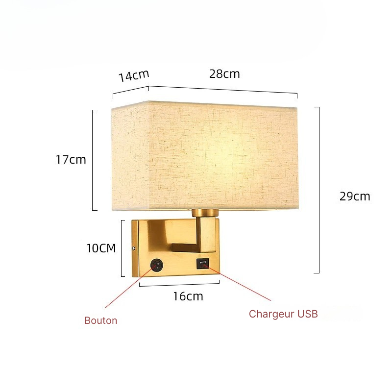 LumaNova Modern Wall Mount Bedside Lamp And Fabric Shade
