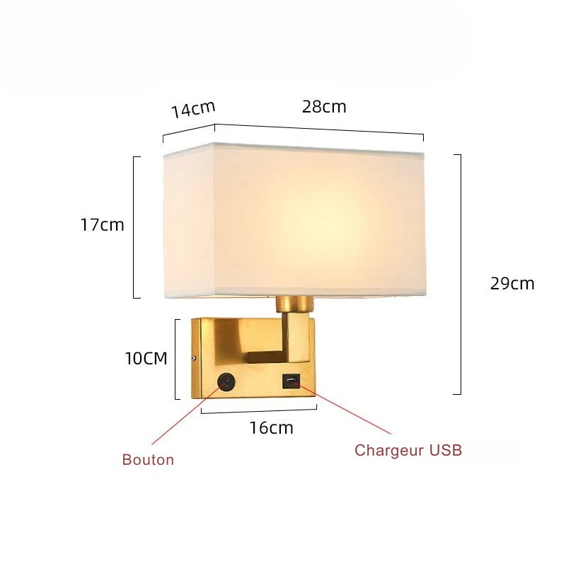 LumaNova Modern Wall Mount Bedside Lamp And Fabric Shade
