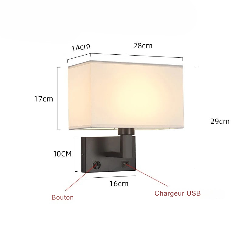 LumaNova Modern Wall Mount Bedside Lamp And Fabric Shade