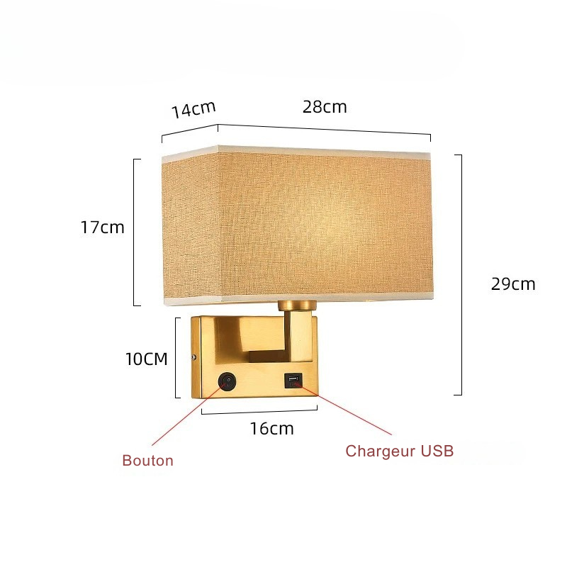 LumaNova Modern Wall Mount Bedside Lamp And Fabric Shade