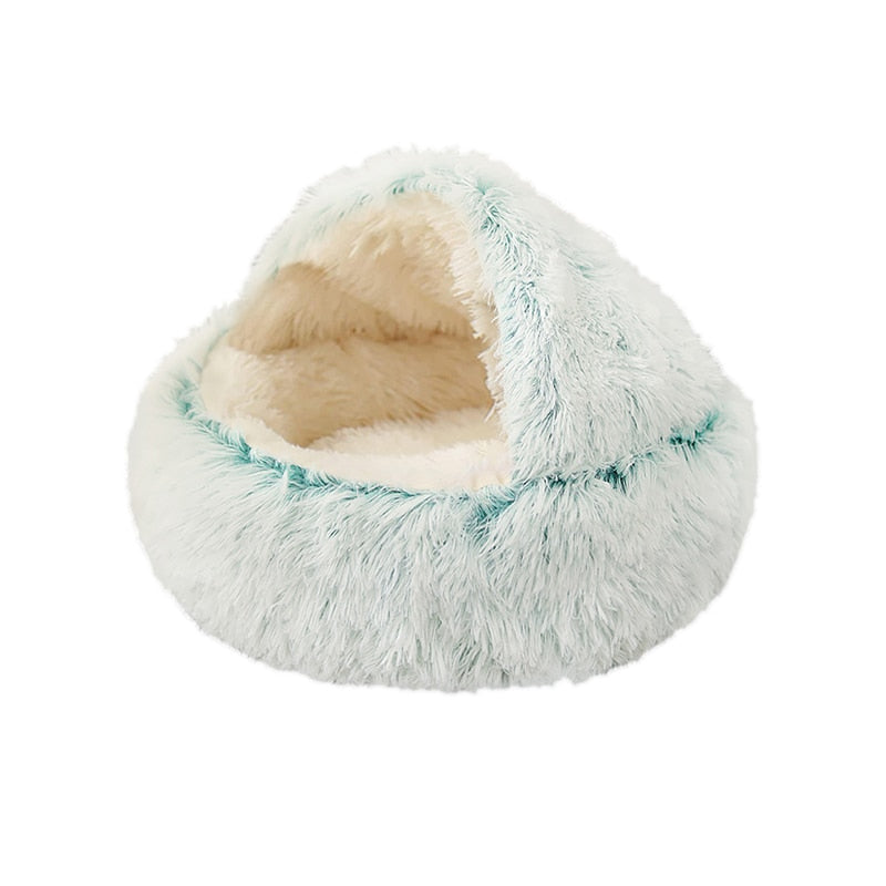 Calming Round Plush Cave Bed For Dogs And Cats With Cozy Design