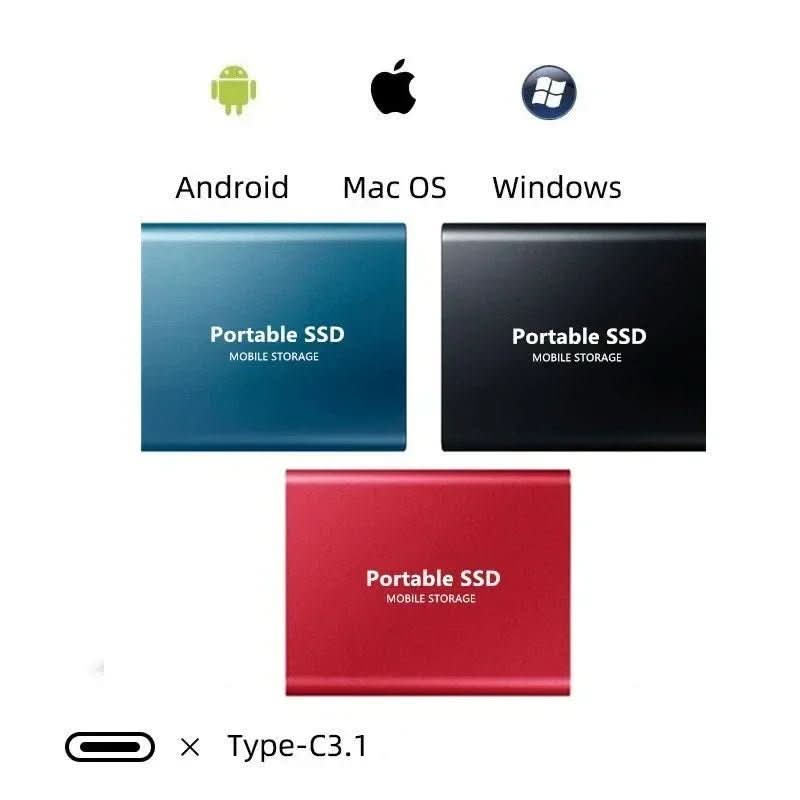 VertoDrive SSD External 100GB Drive With USB-C And USB 3.1