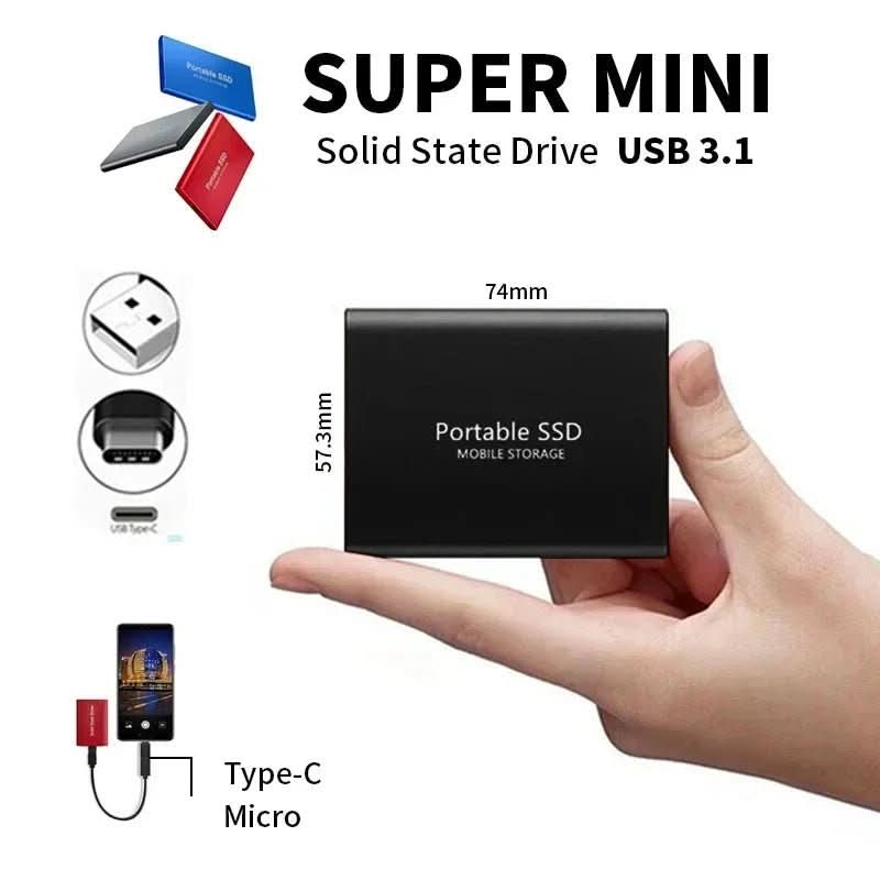 VertoDrive SSD External 100GB Drive With USB-C And USB 3.1