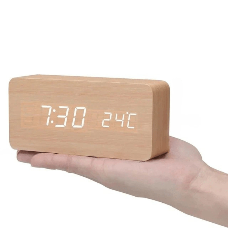 WoodLume Réveil LED Digital et Stylé au Design en Bois Naturel