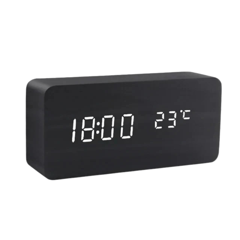 WoodLume Réveil LED Digital et Stylé au Design en Bois Naturel
