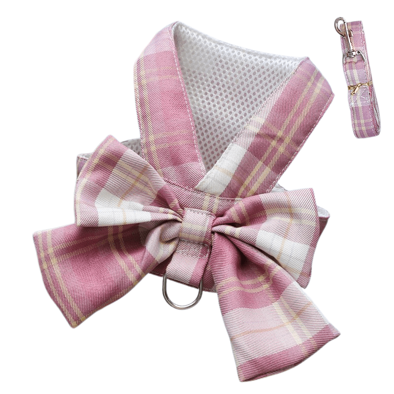 AuroraPaw Adjustable Dog Harness With Elegant Bow For Stylish Walks