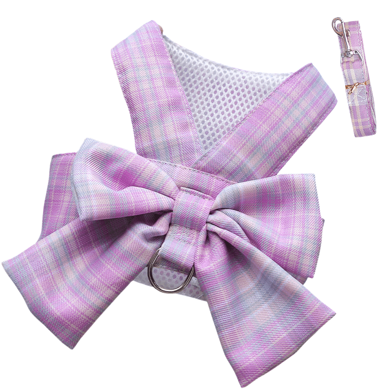 AuroraPaw Adjustable Dog Harness With Elegant Bow For Stylish Walks