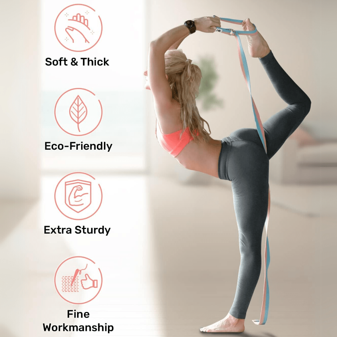 FlexEase Adjustable Yoga Strap For Stretching And Flexibility