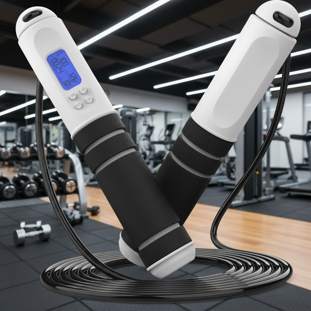 PulseFlex Digital Skipping Rope With Calorie Counter And Target Reminder