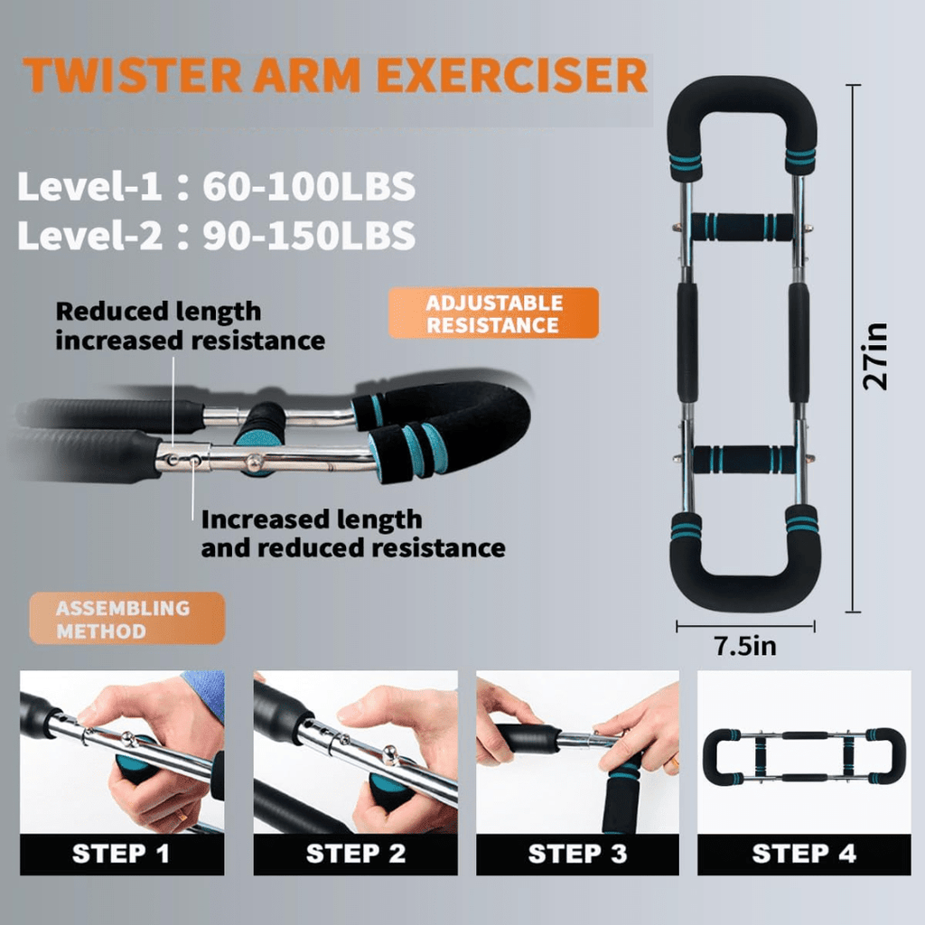 TorqueFlex Verstellbare Trainingsstange für Arm- und Brustmuskeltraining