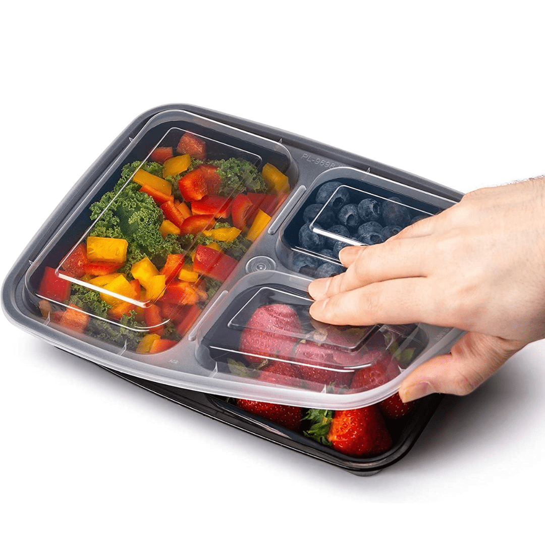 Lunch box a tre scomparti per una pianificazione efficiente dei pasti e il controllo delle porzioni