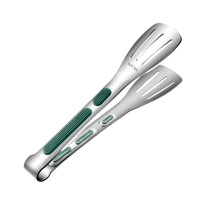 PrimeGrip Non-Slip Stainless Steel Tongs For Meat, Salad And Bread