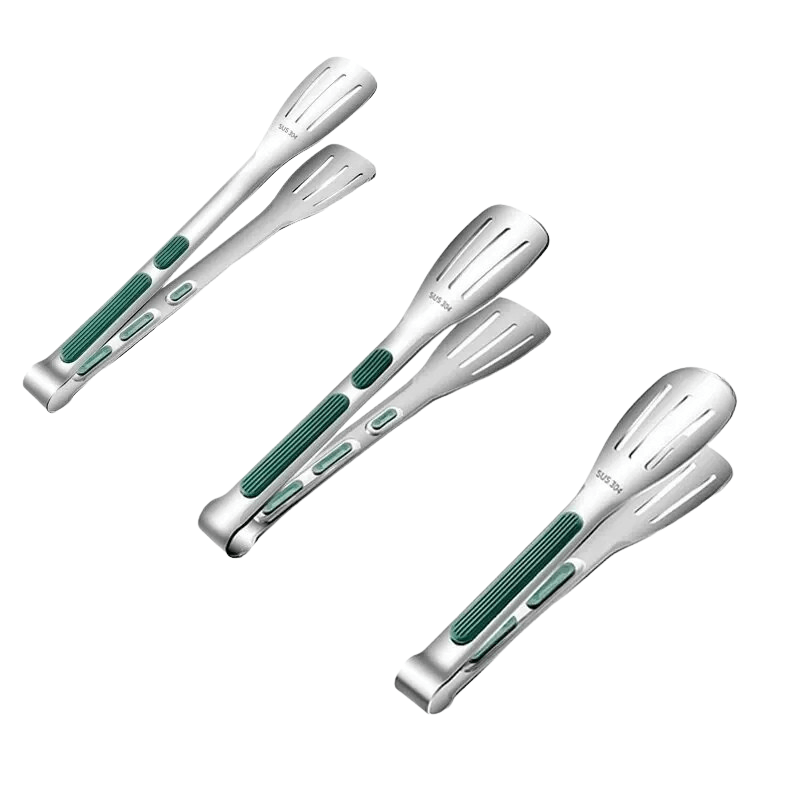 PrimeGrip Non-Slip Stainless Steel Tongs For Meat, Salad And Bread