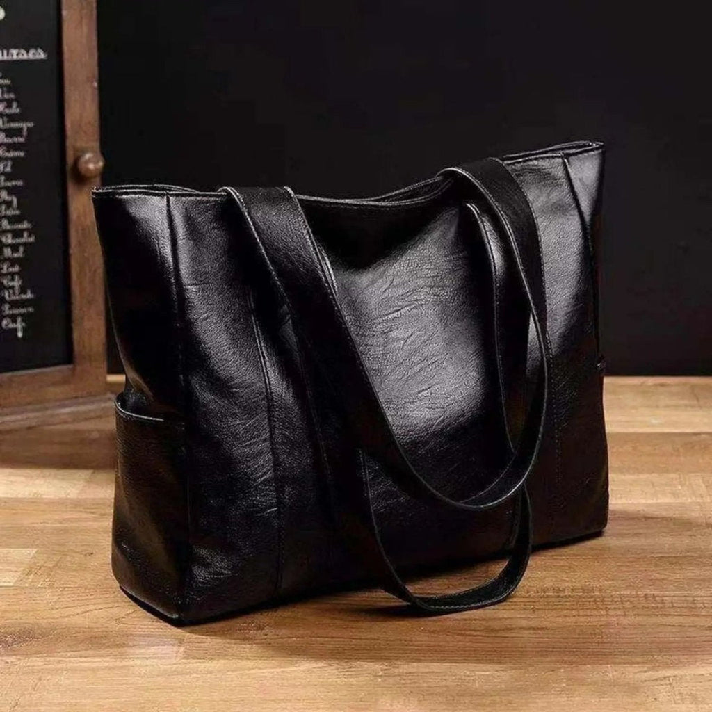 Luminora Elegant Leather Shoulder Bag With Retro Touch And Smooth Surface