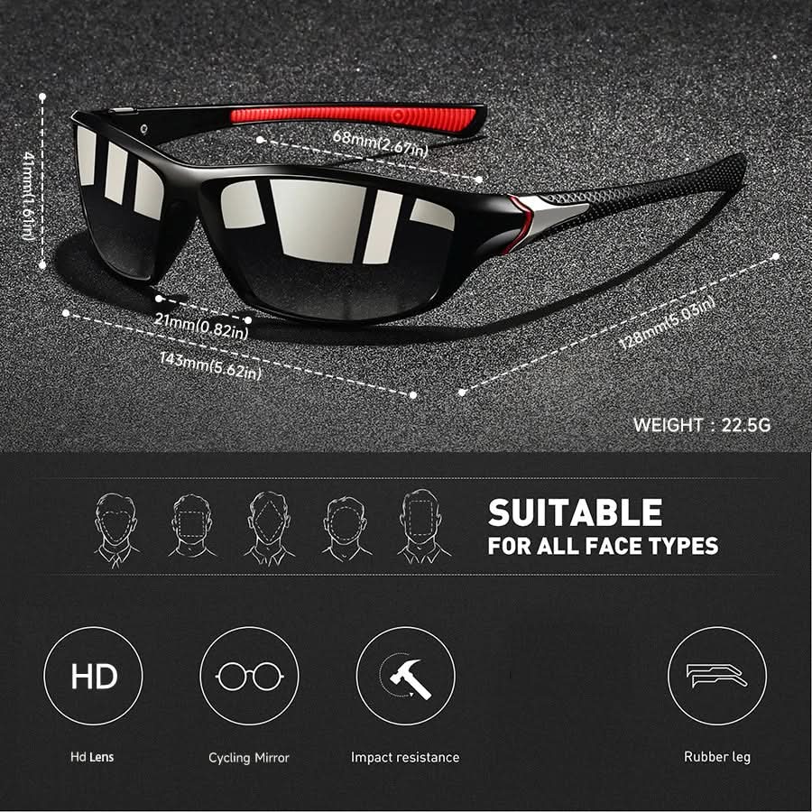 LuminaSport sportssolbriller med polariserede linser og UV400-beskyttelse