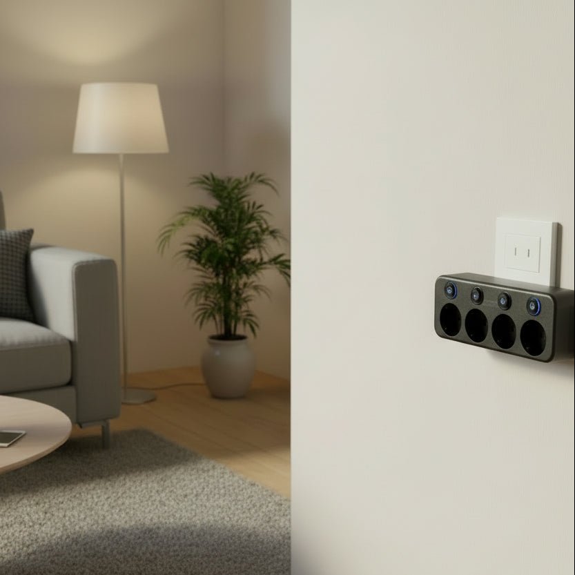 NovaCharge Vierfach-Steckdosenleiste mit USB-Ladefunktion und Verriegelungsmechanismus