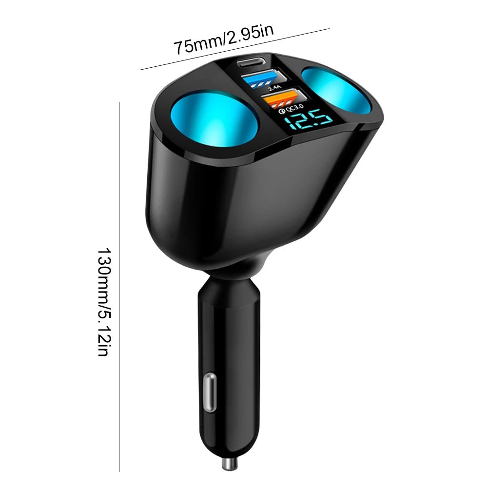 PulseCharge 12V til 24V Bil USB Adapter med 2 Porte og LED Spændingsdisplay