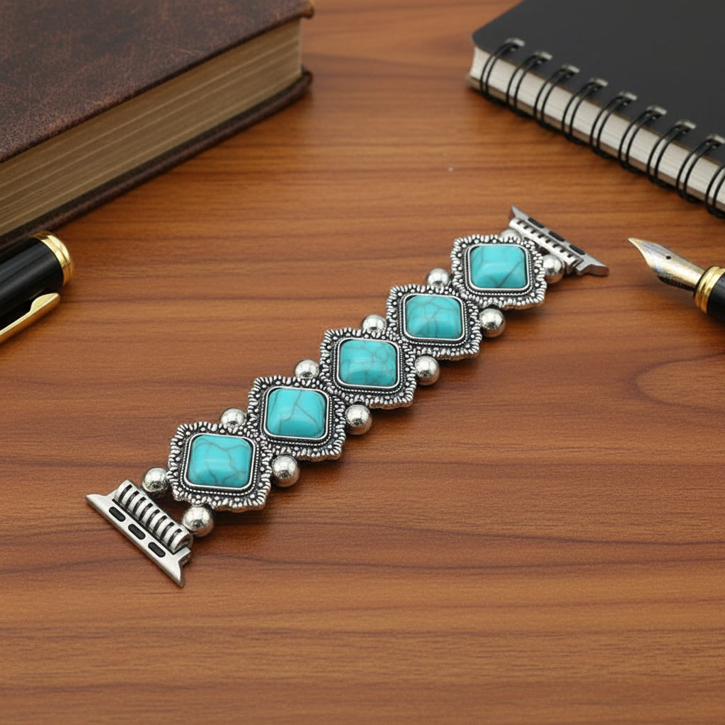 LunaVale Boho-Chic Bracelet For Smartwatches With Noble Turquoise Detail