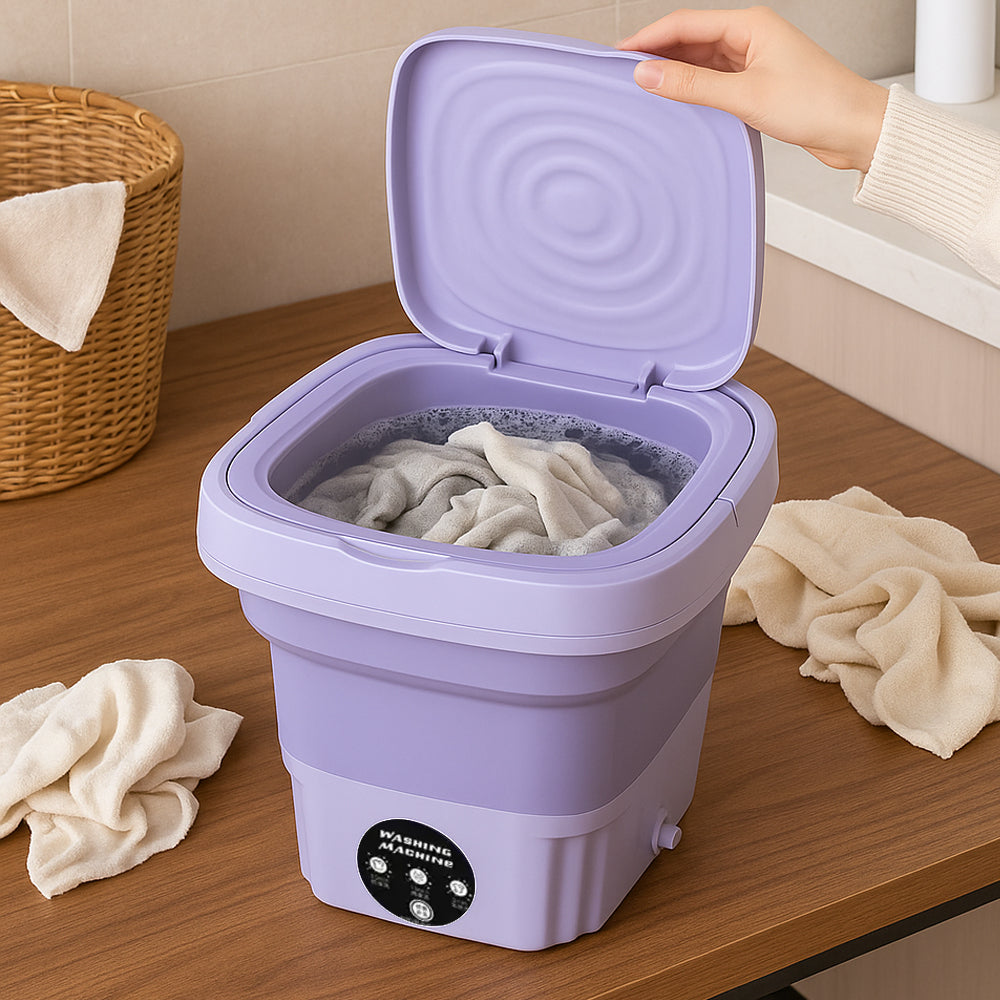 Compact Foldable Washing Machine With Integrated Dryer For Household Use