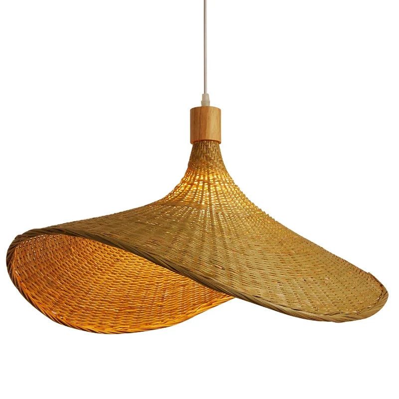 LumaWeave bambusová proutěná závěsná lampa s měkkým osvětlením