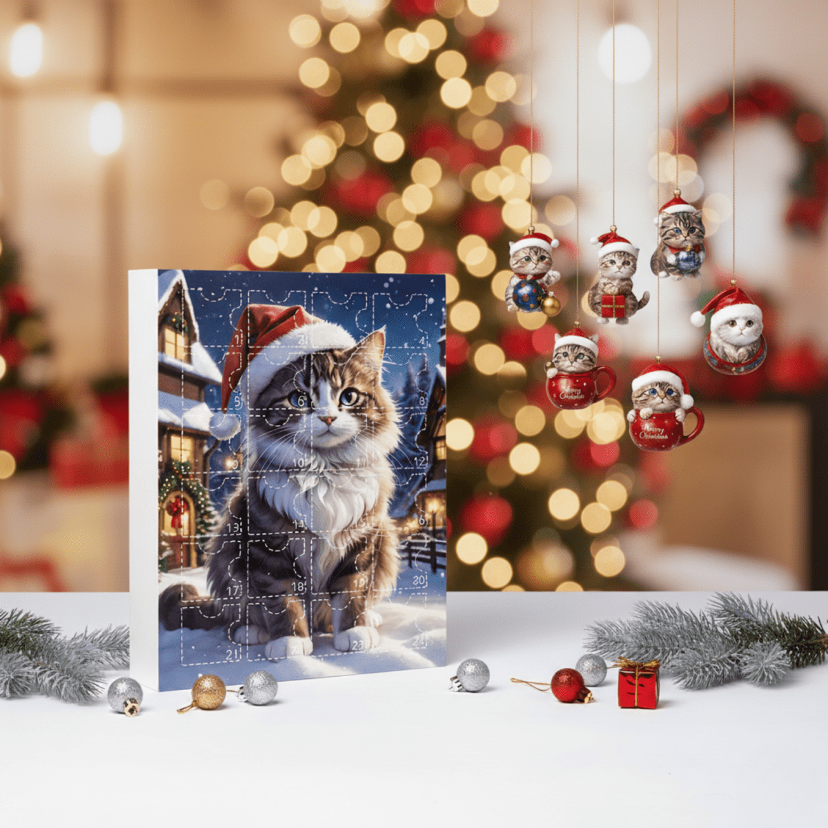 WhiskerCraft Calendario Dell'Avvento Gatto Vintage Per Amanti Dei Gatti A Natale