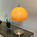 Mushroom Lamp For Tabletop In Bauhaus Style With Amber Glass Shade
