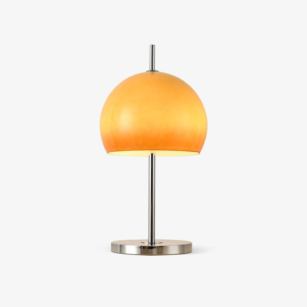 Mushroom Lamp For Tabletop In Bauhaus Style With Amber Glass Shade