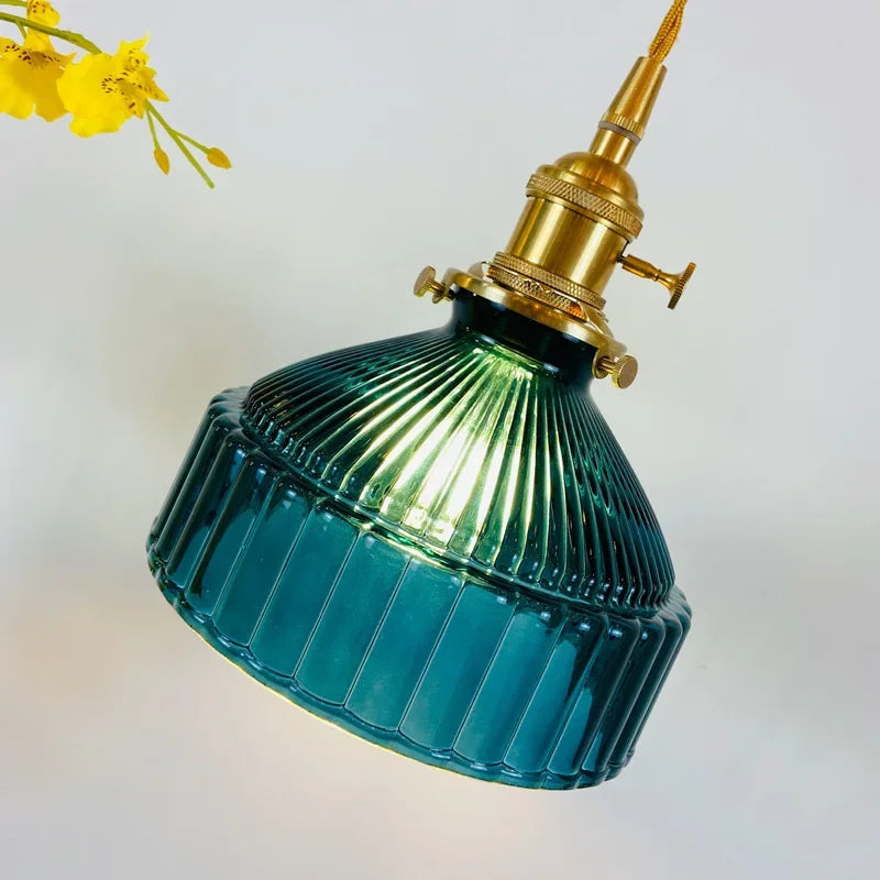 Lampada a Sospensione Vintage in Vetro Righettato