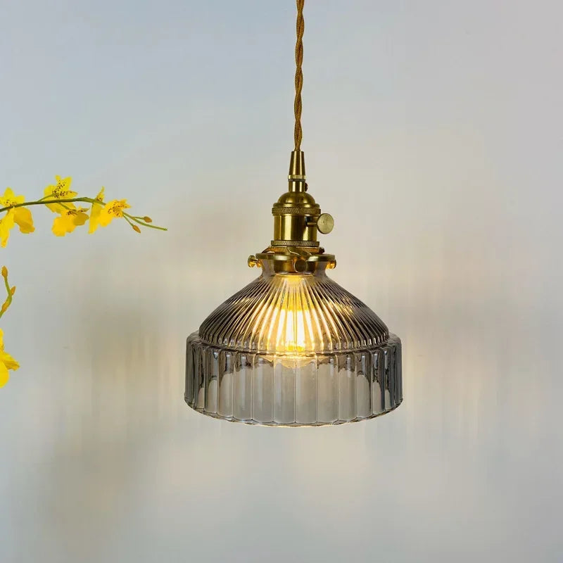 Lampada a Sospensione Vintage in Vetro Righettato