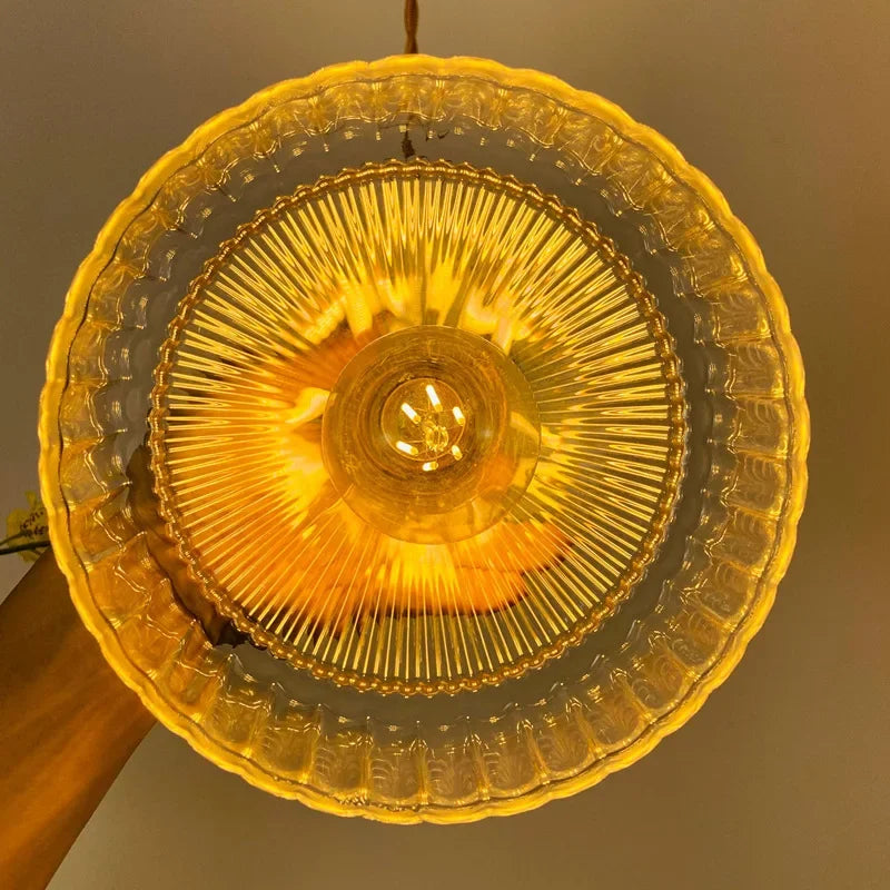 Lampada a Sospensione Vintage in Vetro Righettato