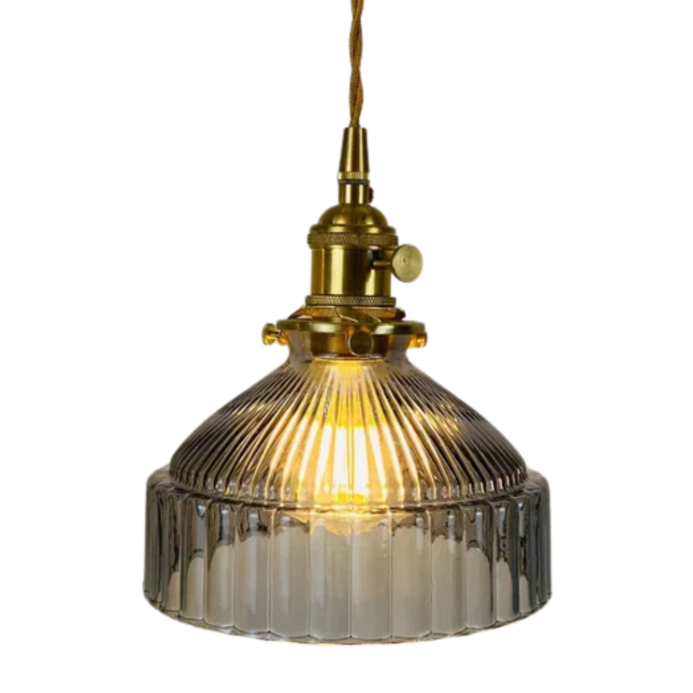 Lampada a Sospensione Vintage in Vetro Righettato